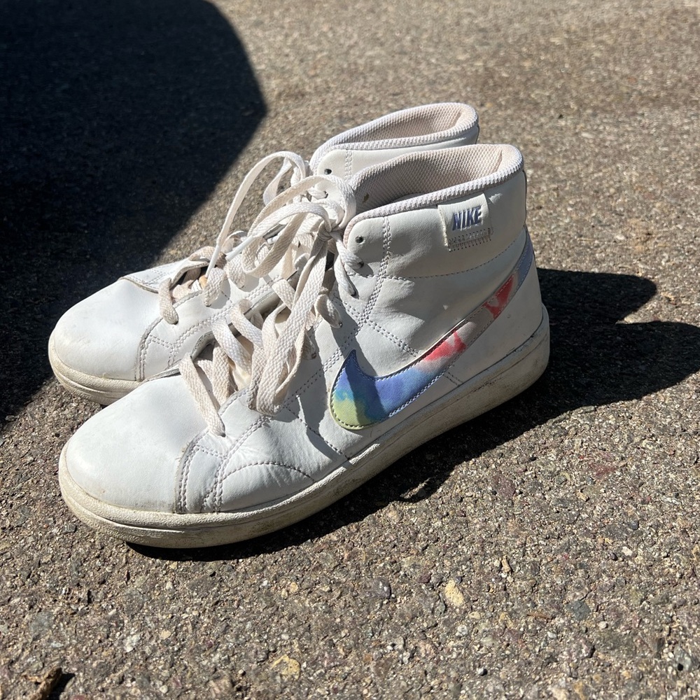Nike mid top white tie dye sneaker